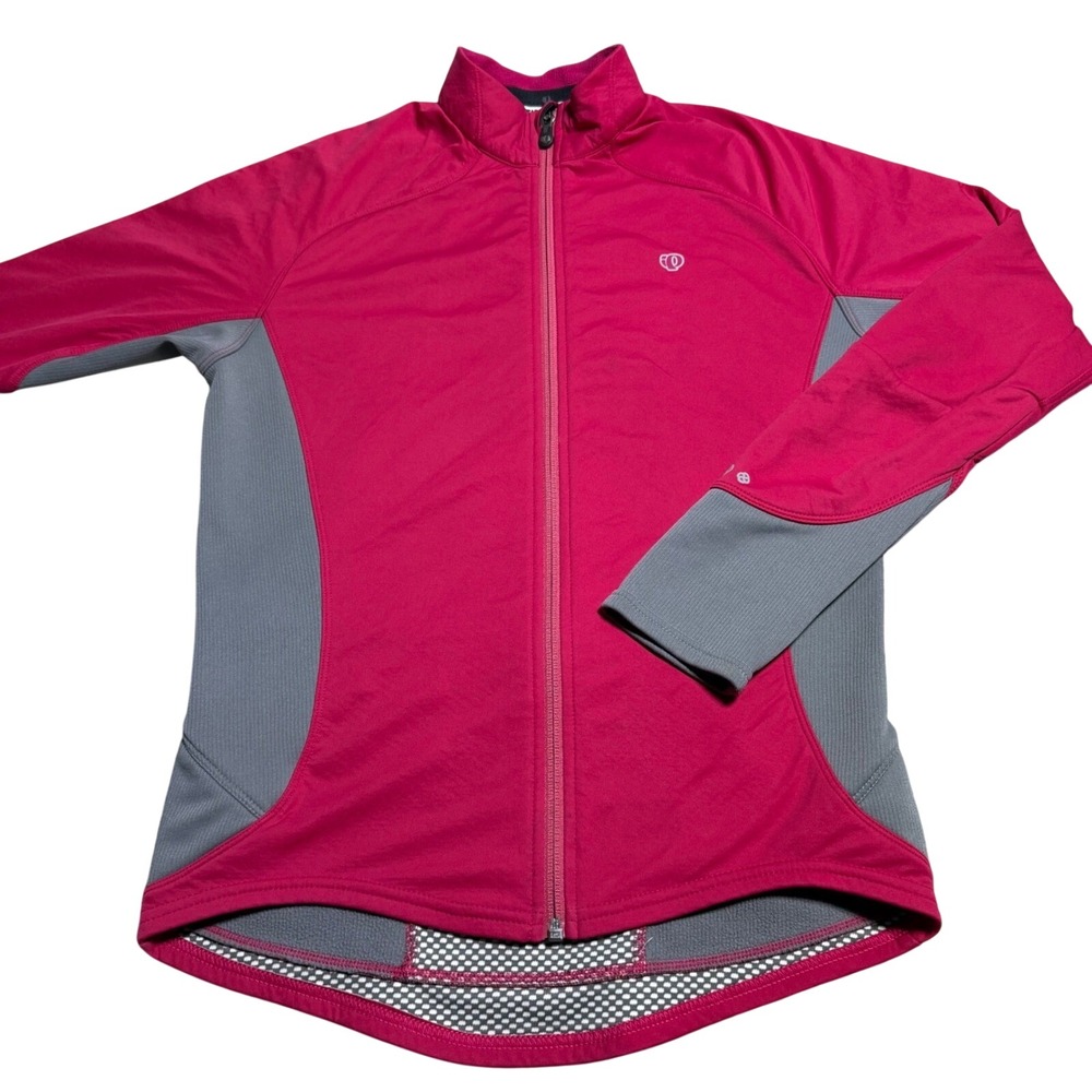 Pearl Izumi Women M Full Zip Cycling Jacket Pink Gray Lightweight Softshell